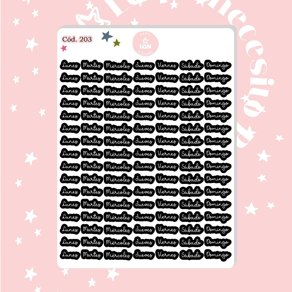 Stickers Días de la semana negro 203