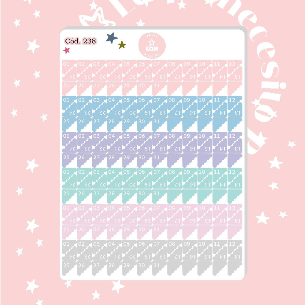 Sticker números para meses y dias de la semana 238