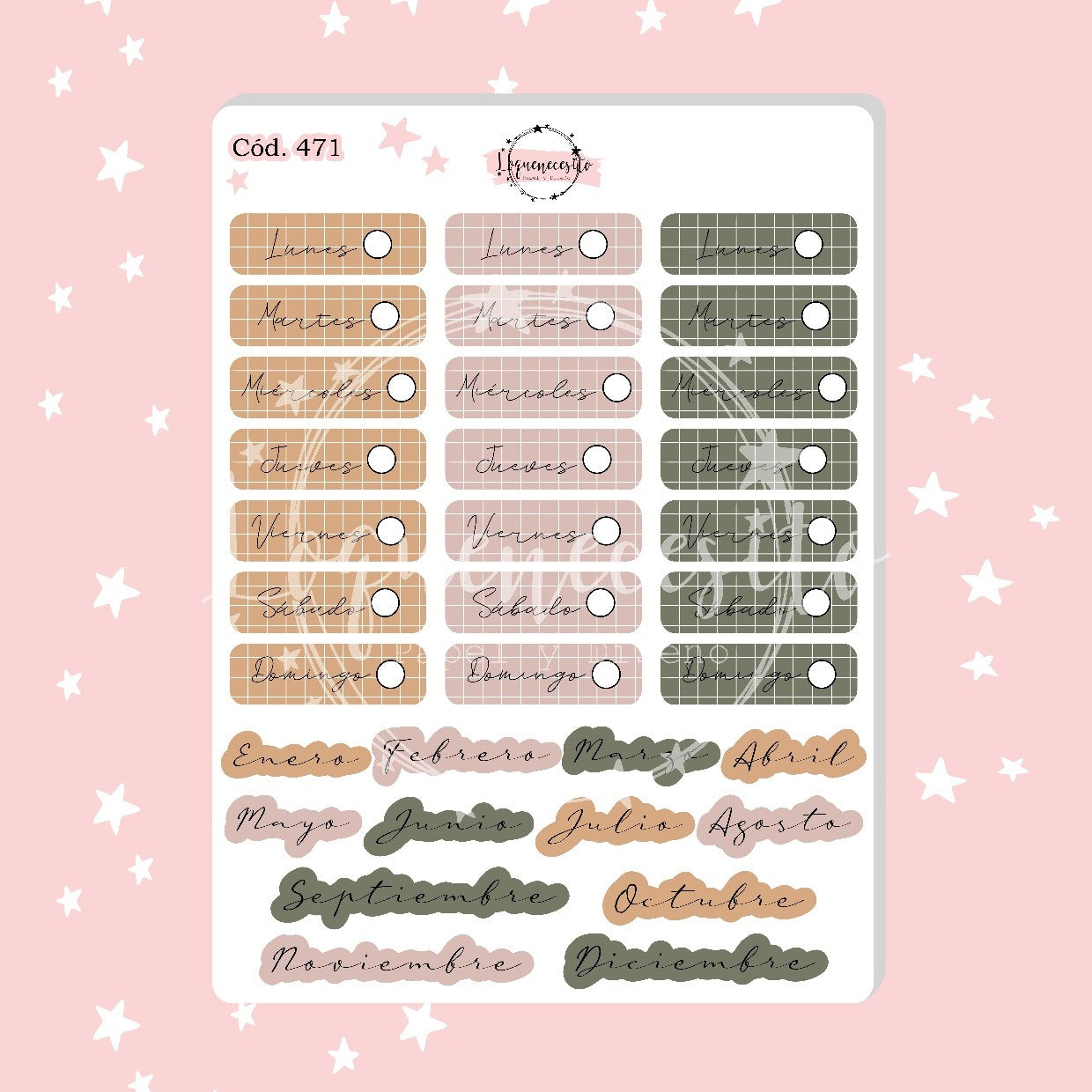 Sticker días de la semana y meses 471