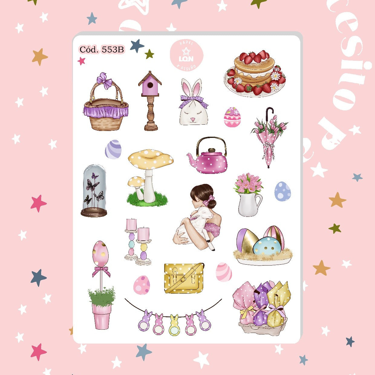 Sticker primavera floral lila 553