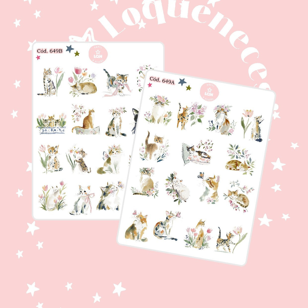 Sticker Gatitos acuarela 649