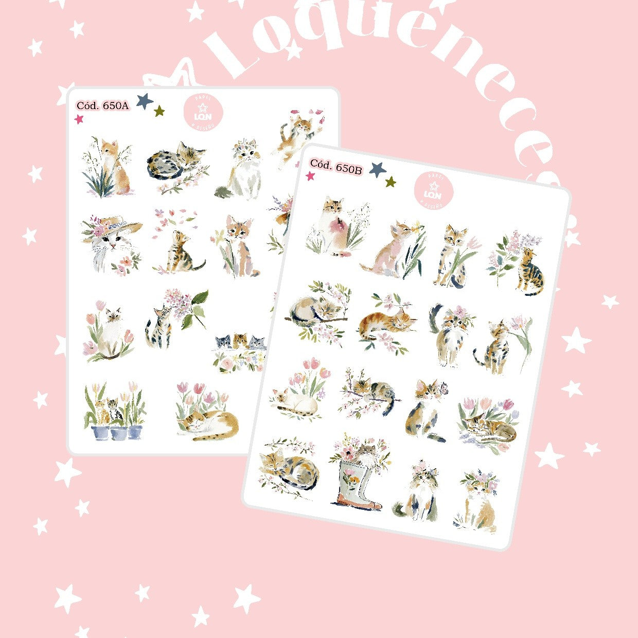 Sticker Gatos acuarela 650