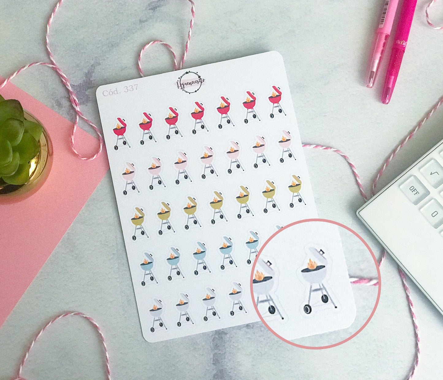 Sticker parrillada colores 337