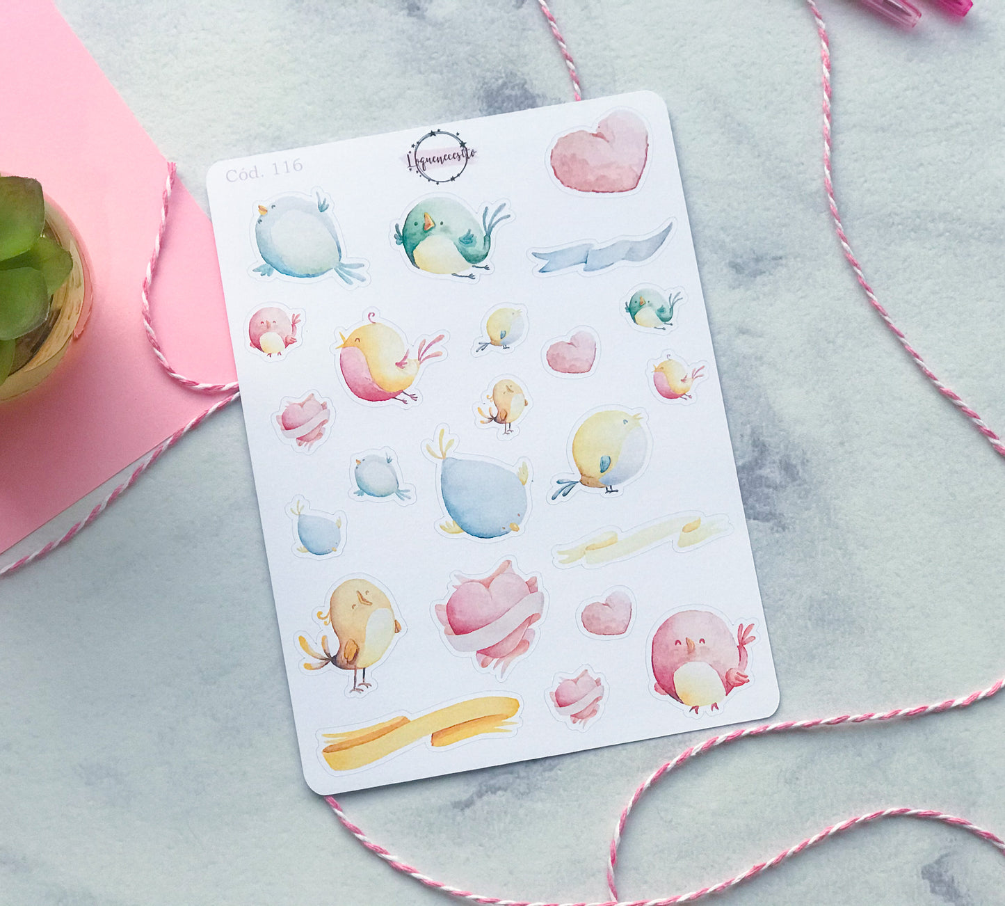Sticker decorativo pajaritos acuarela 116