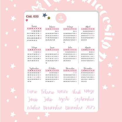 Sticker calendario rosado 033