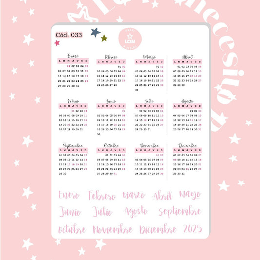 Sticker calendario rosado 033
