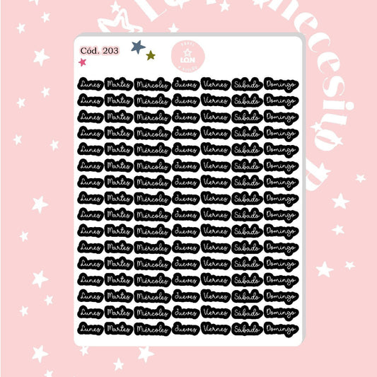Stickers Días de la semana negro 203