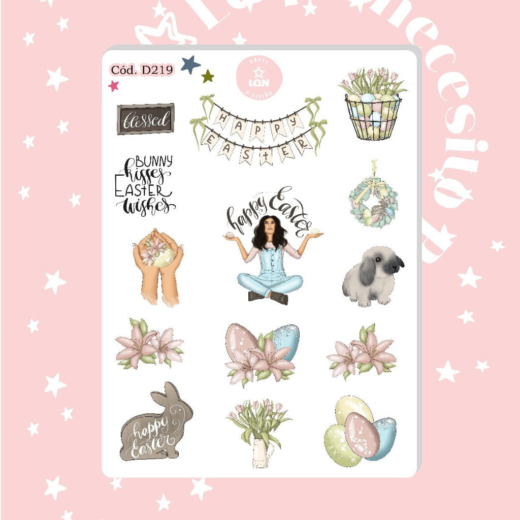 Sticker Pascua de resurreccion conejitos 219
