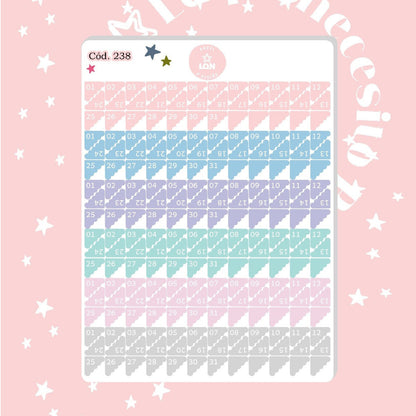 Sticker números para meses y dias de la semana 238