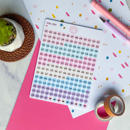 Sticker números para meses y dias de la semana 264