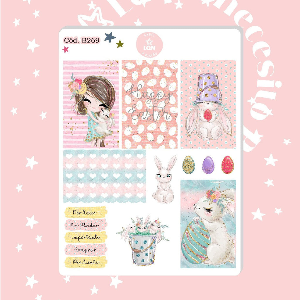 Sticker Pascua de resurreccion conejitos 269
