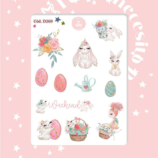 Sticker Pascua de resurreccion conejitos 269