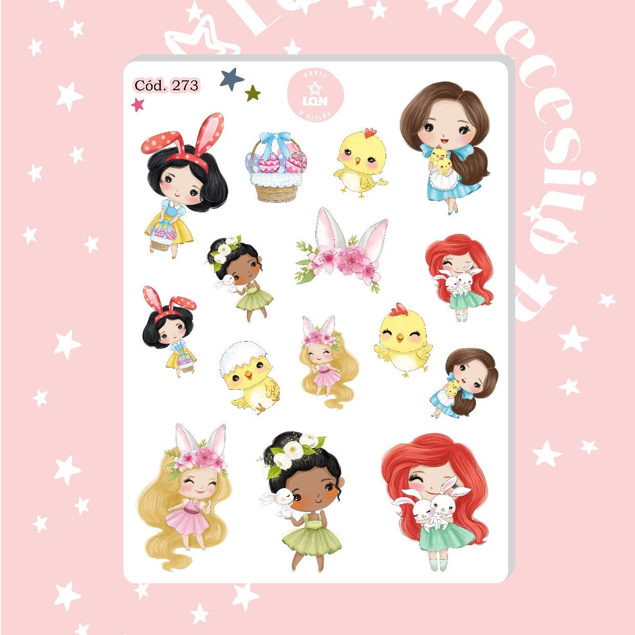Sticker pascua de resurrección princesas 273