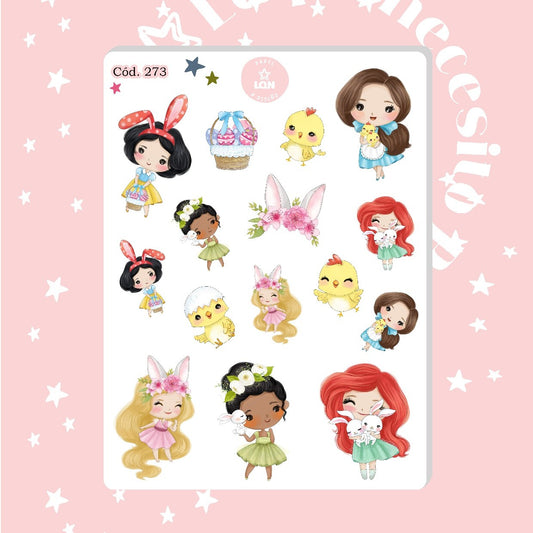 Sticker pascua de resurrección princesas 273