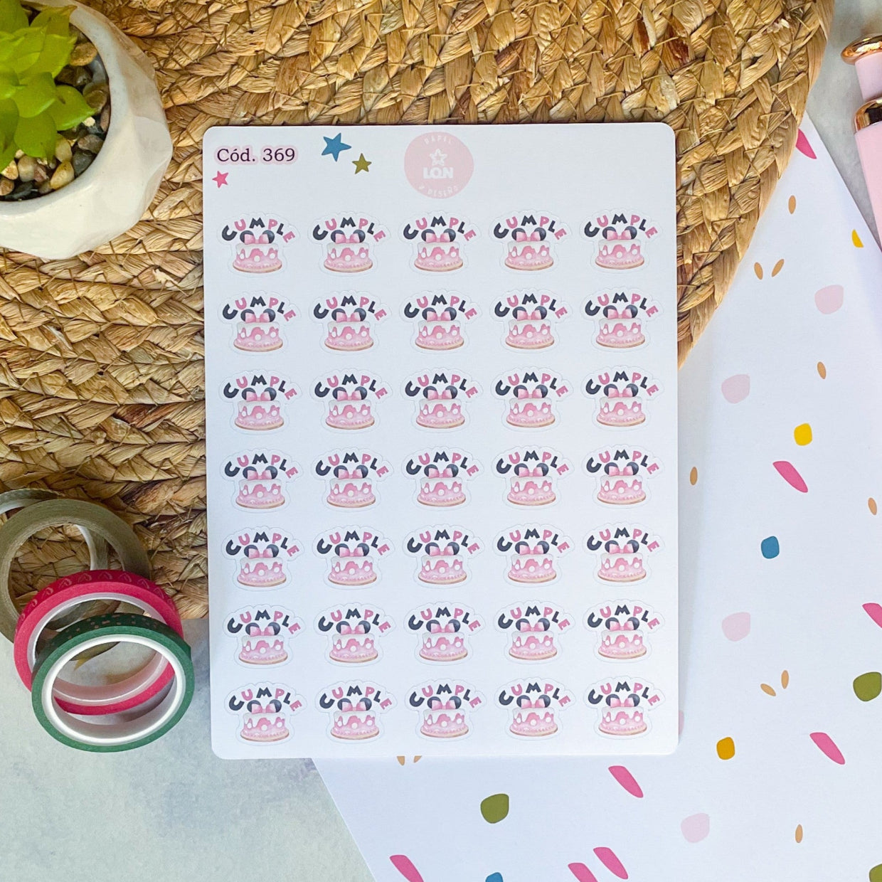 Sticker cumpleaños Minnie 369