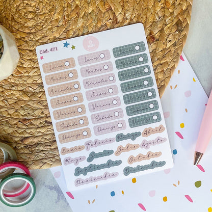 Sticker días de la semana y meses 471