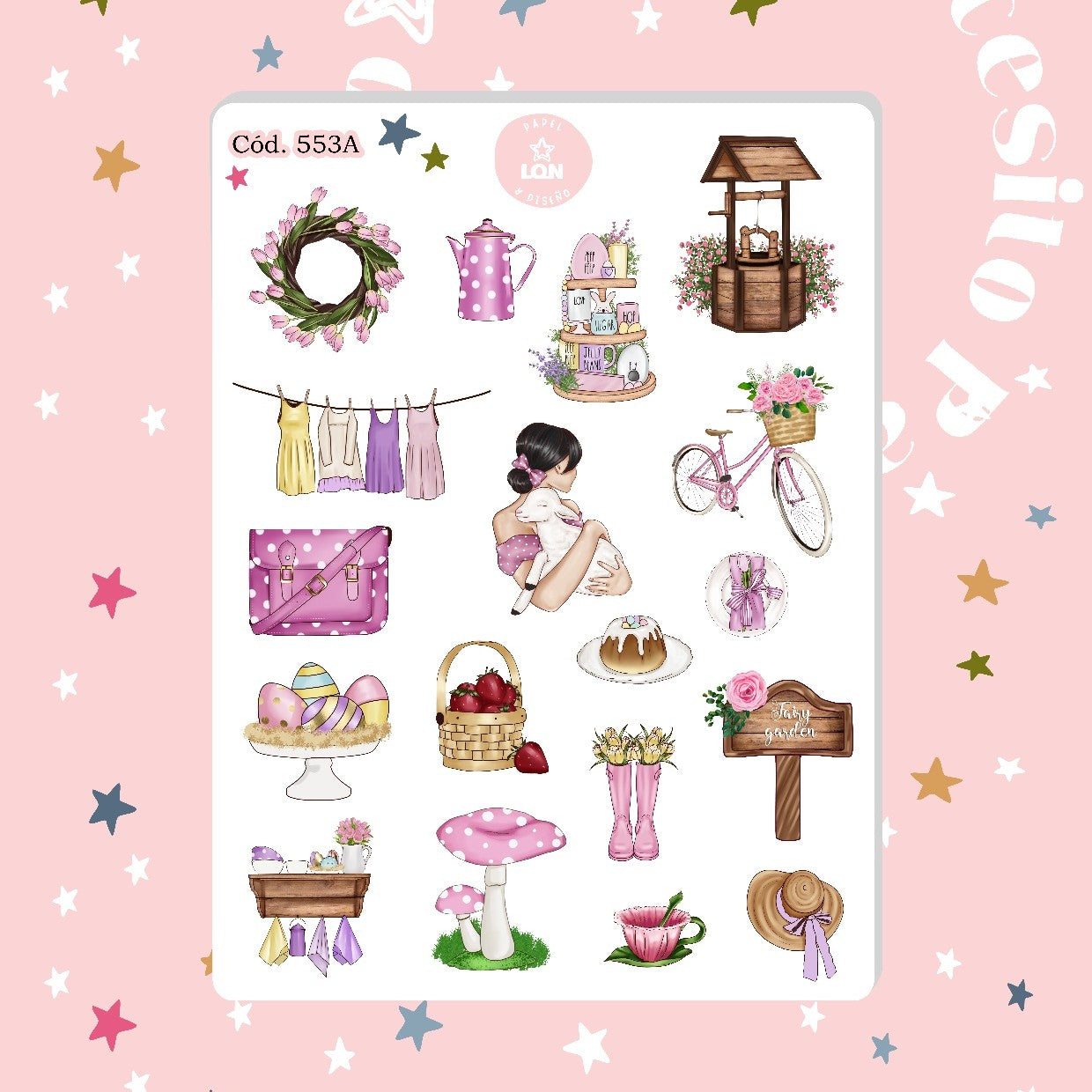 Sticker primavera floral lila 553