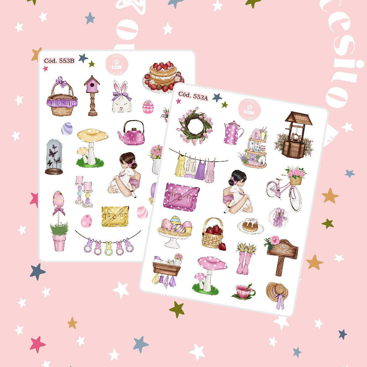 Sticker primavera floral lila 553