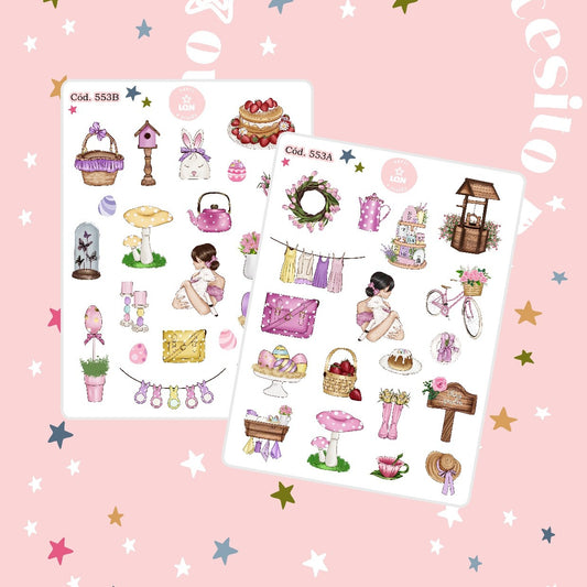 Sticker primavera floral lila 553