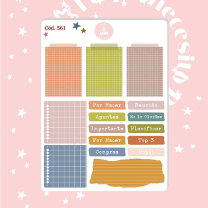 Pack sticker Esenciales para tu planner Boho P01 561