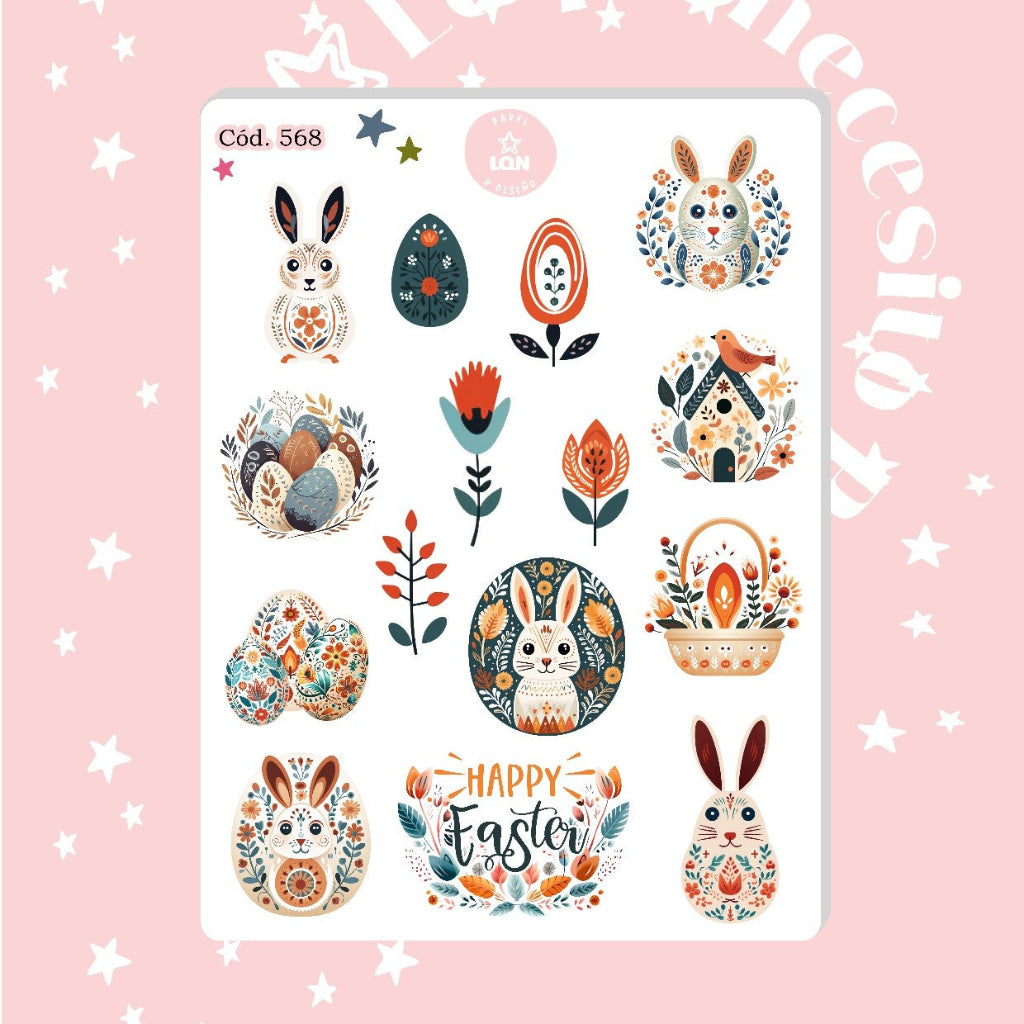 Sticker Pascua de resurreccion conejitos 568