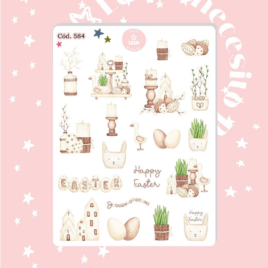 Sticker pascua de resurrección conejitos 584