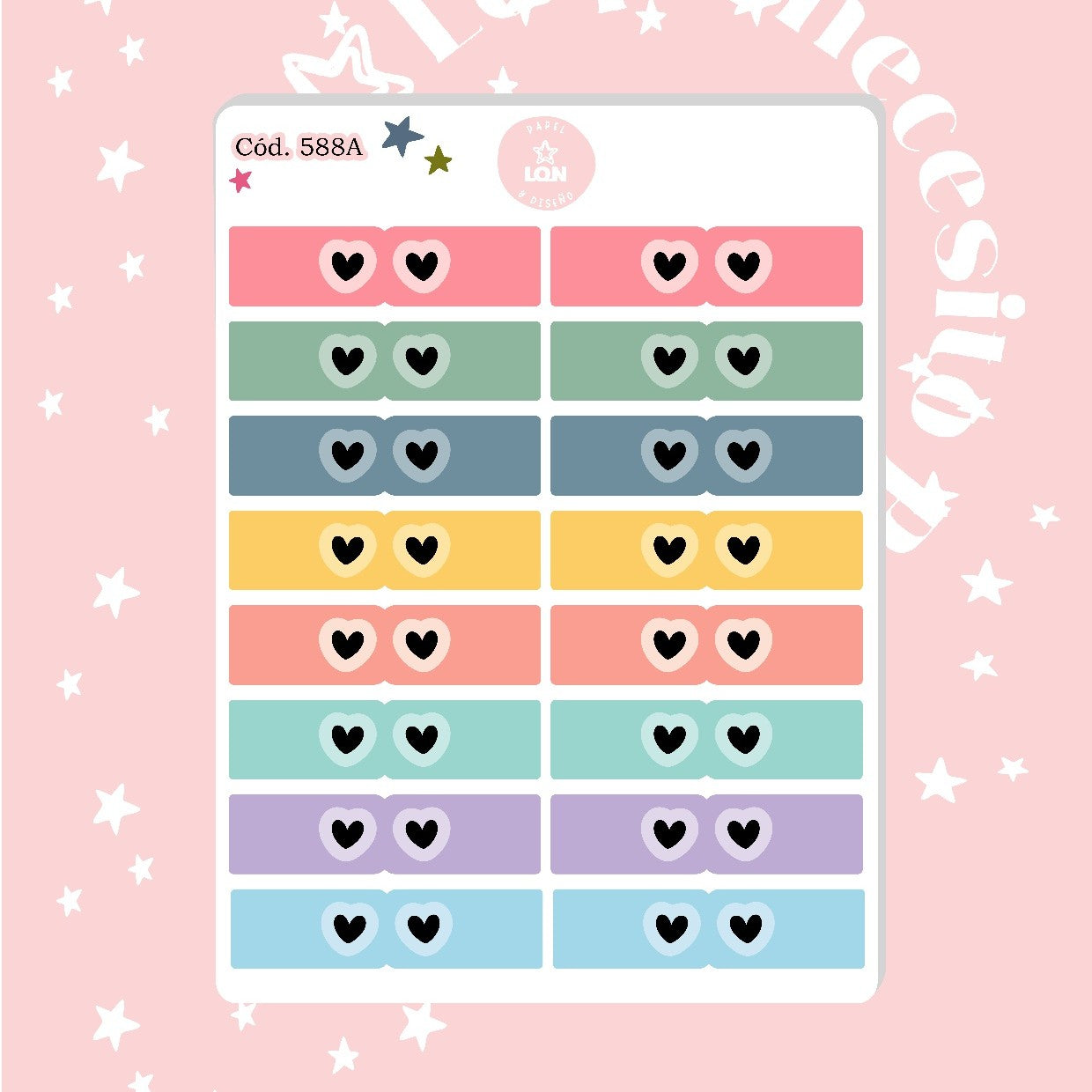 Sticker pestaña tab mini corazón 588