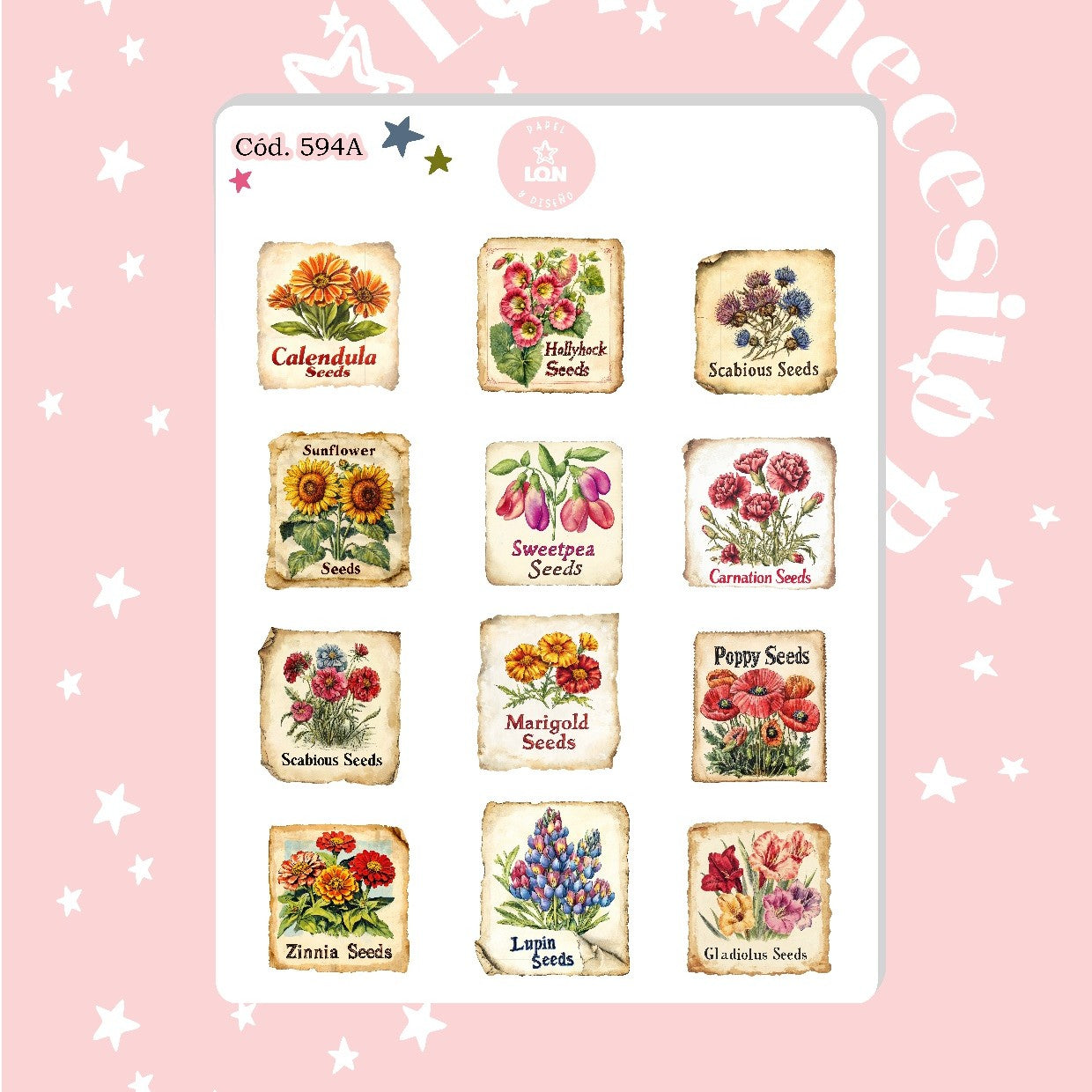 Sticker floral (tipo estampilla) 594