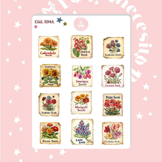 Sticker floral (tipo estampilla) 594