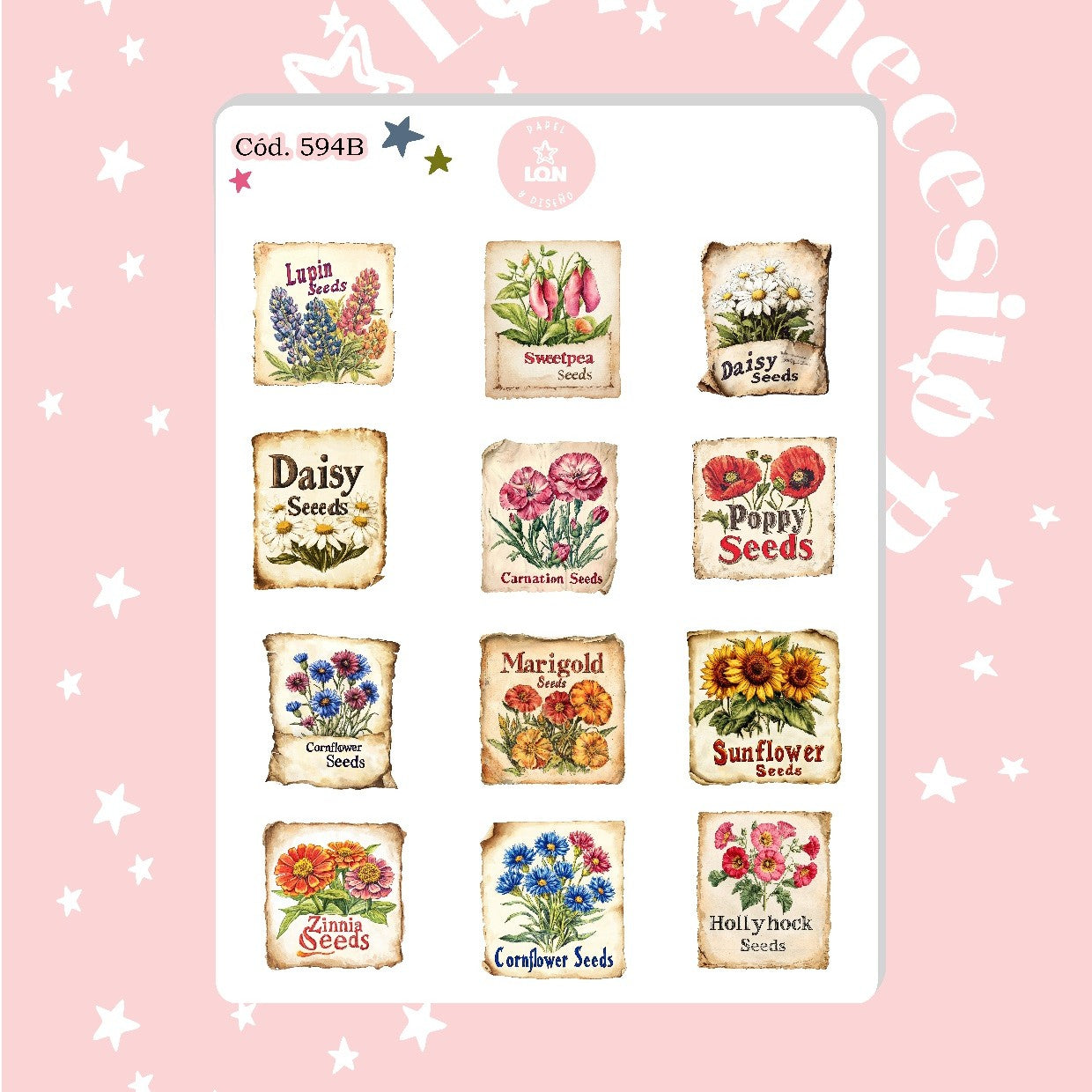 Sticker floral (tipo estampilla) 594