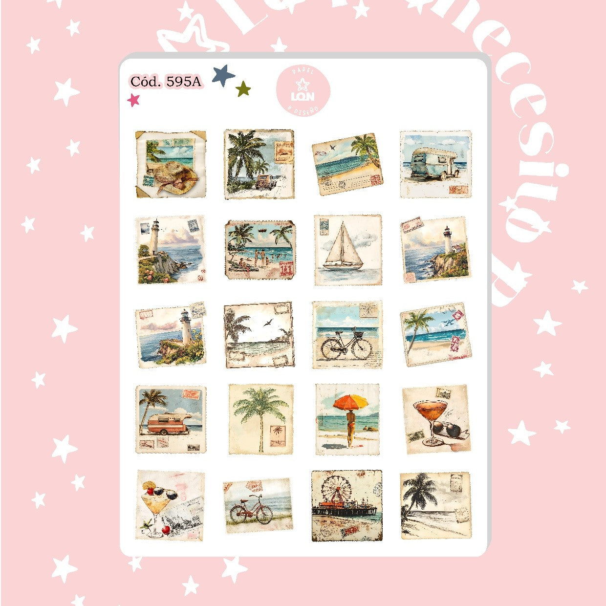 Sticker playa (tipo estampilla) 595