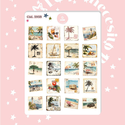 Sticker playa (tipo estampilla) 595