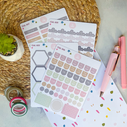 Pack sticker Esenciales para tu planner Ice cream P02