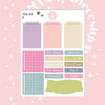 Pack sticker Esenciales para tu planner Bloom P01 618