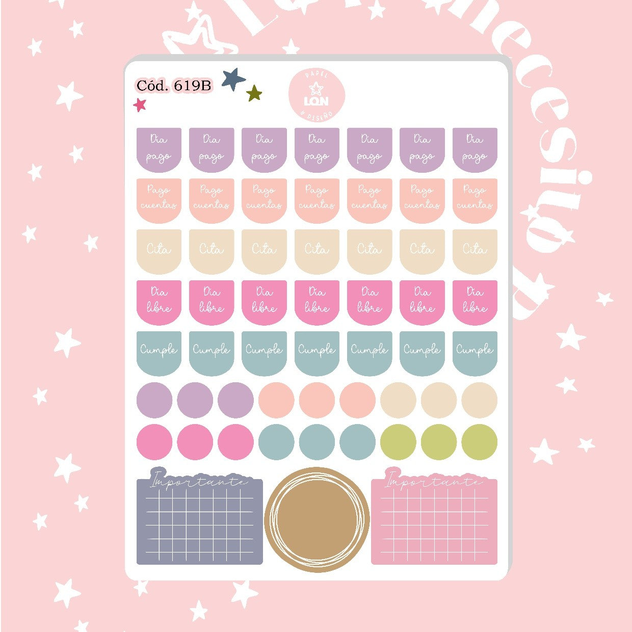 Pack sticker Esenciales para tu planner Bloom P2 619/615/616