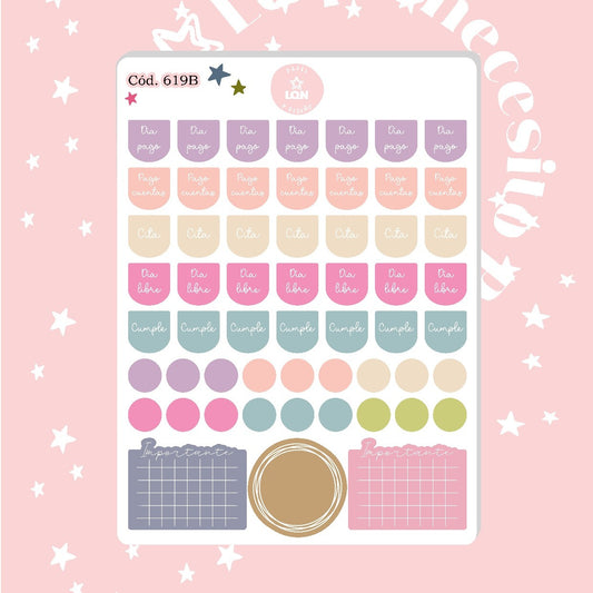 Pack sticker Esenciales para tu planner Bloom P2 619/615/616