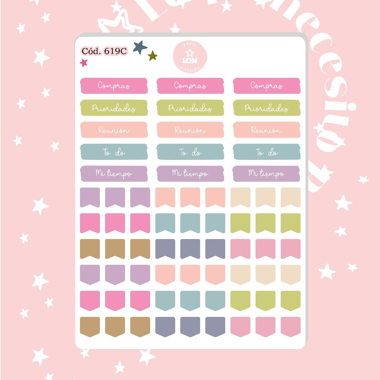 Pack sticker Esenciales para tu planner Bloom P2 619/615/616