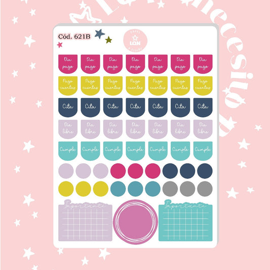 Pack sticker Esenciales para tu planner Sunset P02 621/614