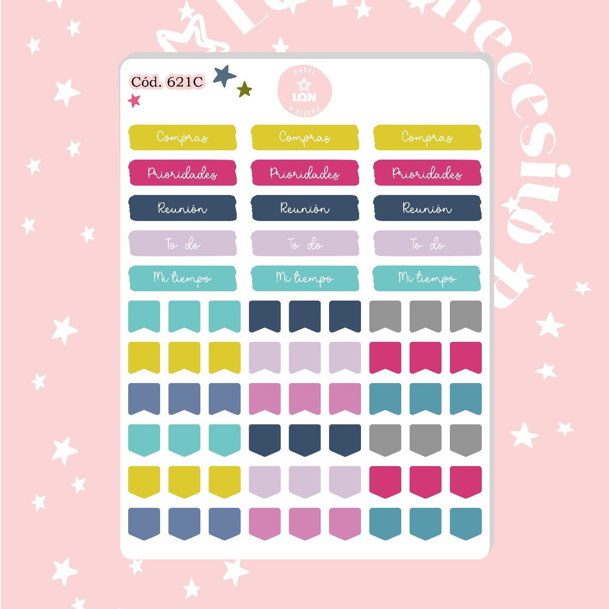 Pack sticker Esenciales para tu planner Sunset P02 621/614