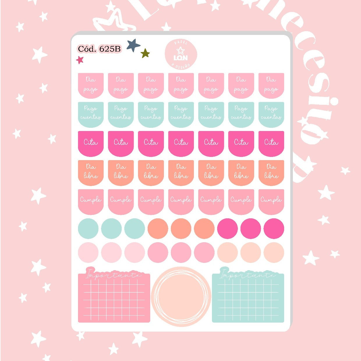 Pack sticker Esenciales para tu planner Wonderful P02 625
