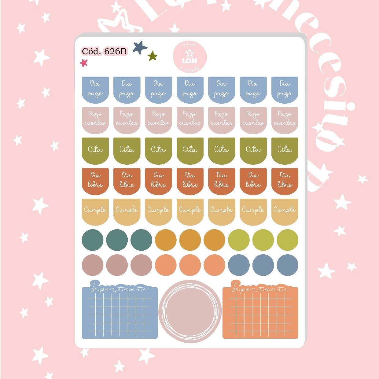 Pack sticker Esenciales para tu planner Boho P02 626