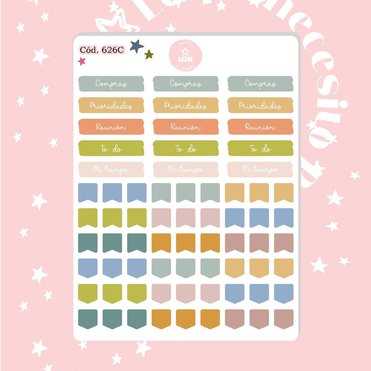Pack sticker Esenciales para tu planner Boho P02 626