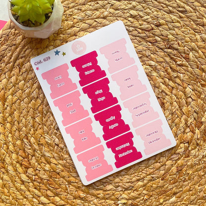 Sticker pestañas tabs meses polka dot 629