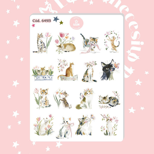 Sticker Gatitos acuarela 649