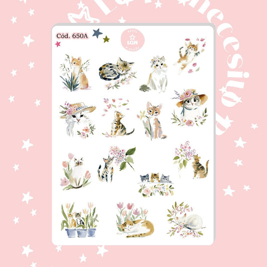 Sticker Gatos acuarela 650