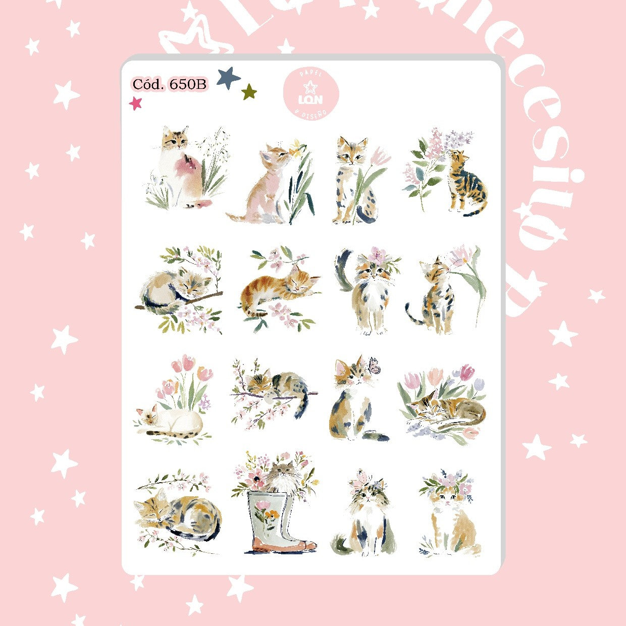Sticker Gatos acuarela 650