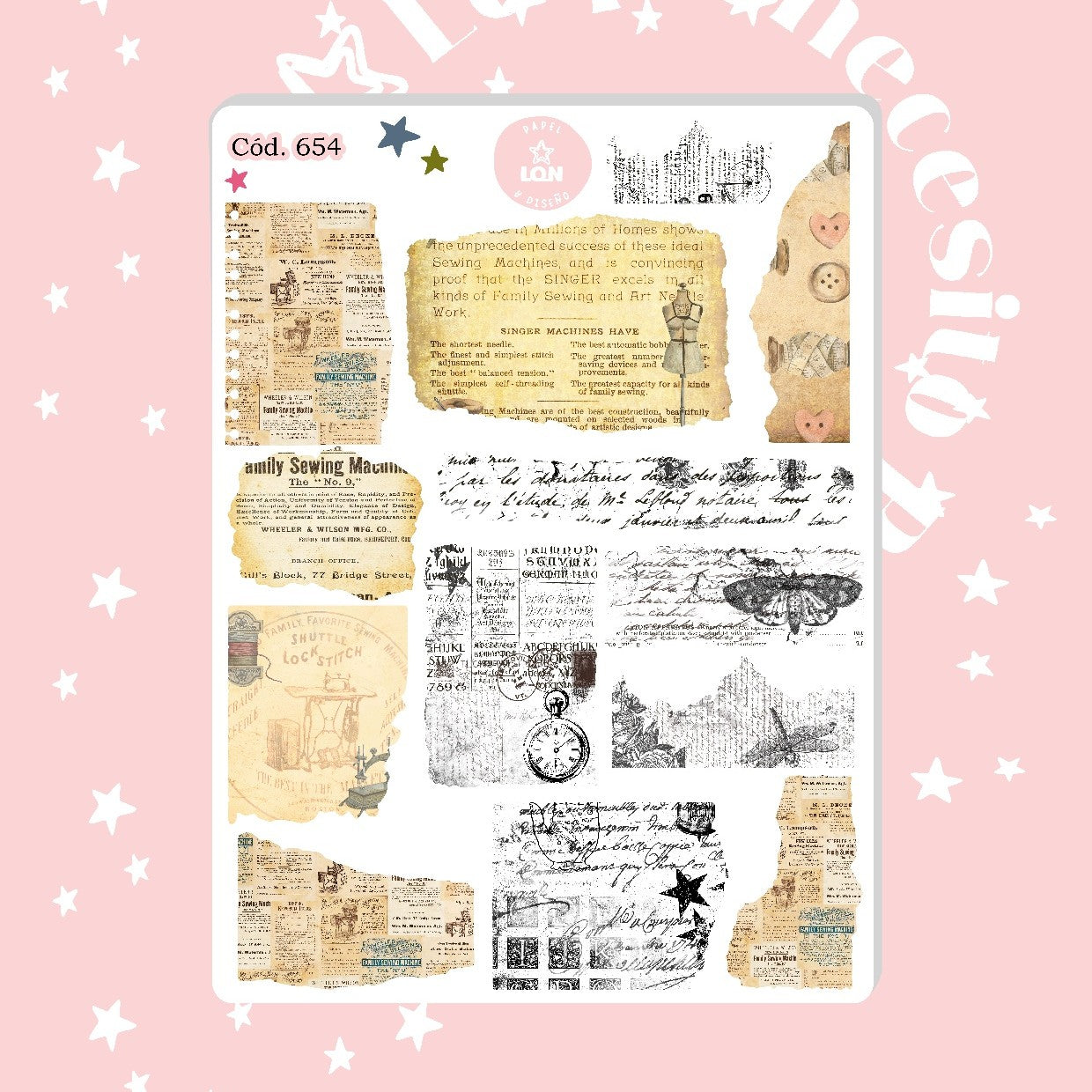 Sticker Papel vintage 654