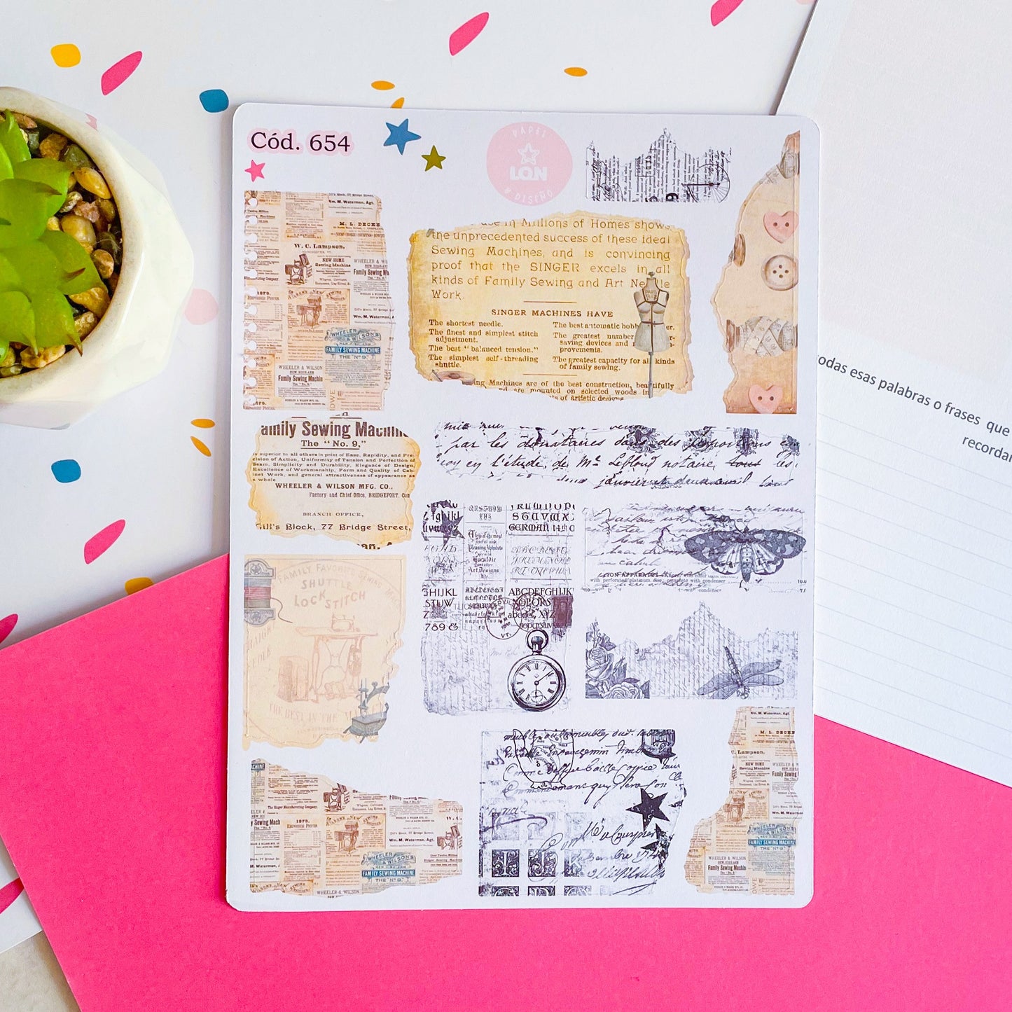Sticker Papel vintage 654