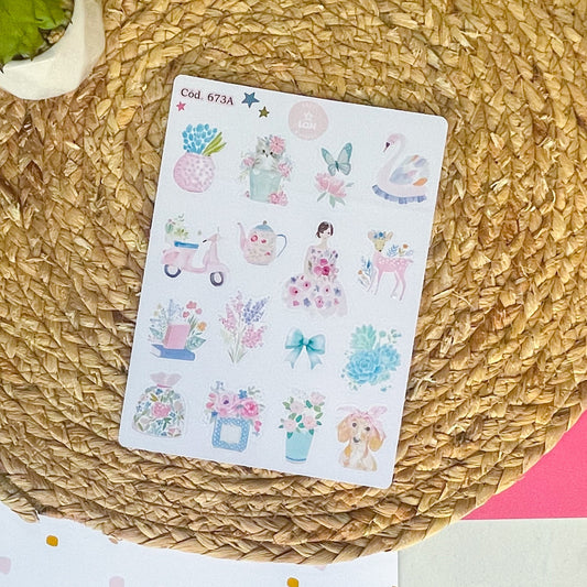 Sticker Floral y chicas 673
