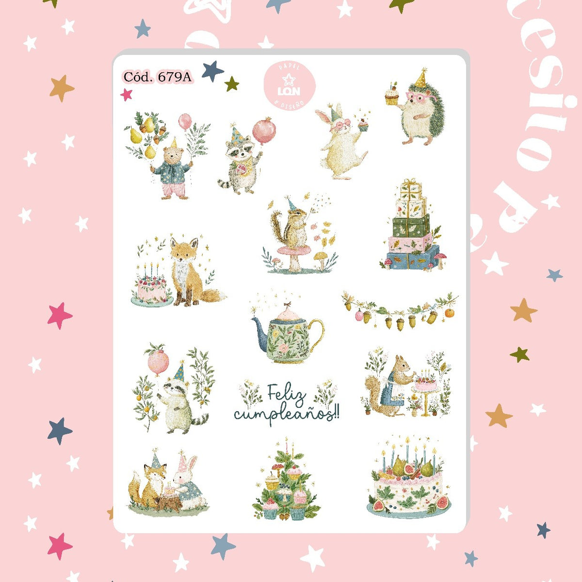 Sticker Cumpleaños de animalitos 679
